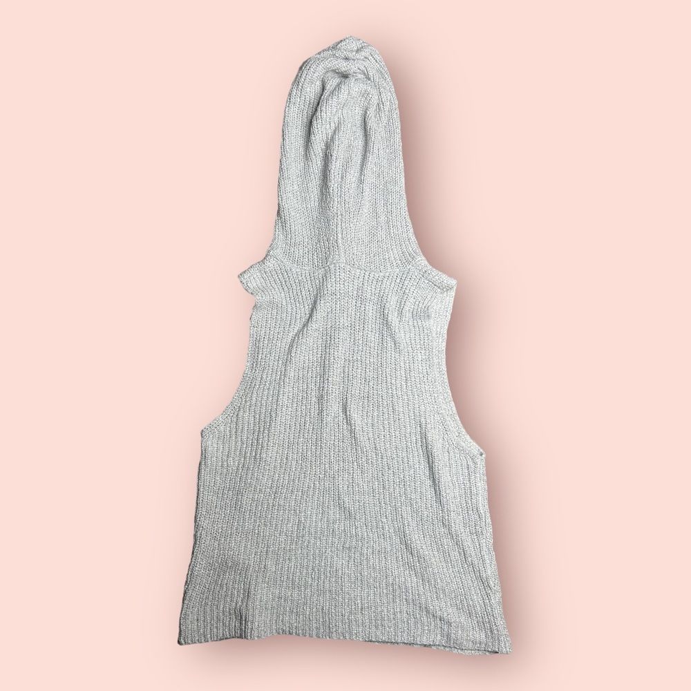 ZARA Hooded Knit Top Grey Sleeveless sweater with hood size Medium - Picture 4 of 5